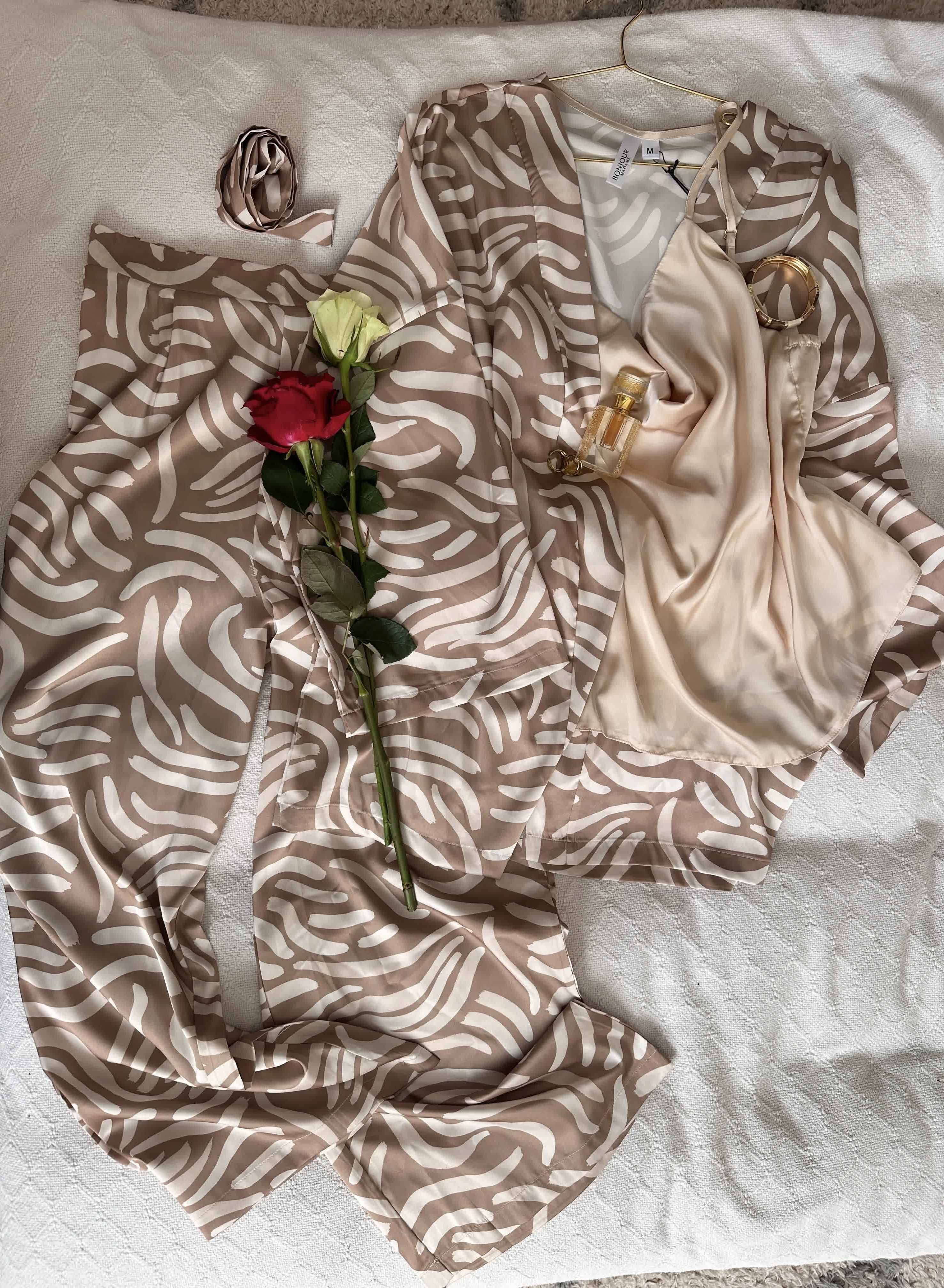 3pcs bonjour maron rayonne satin