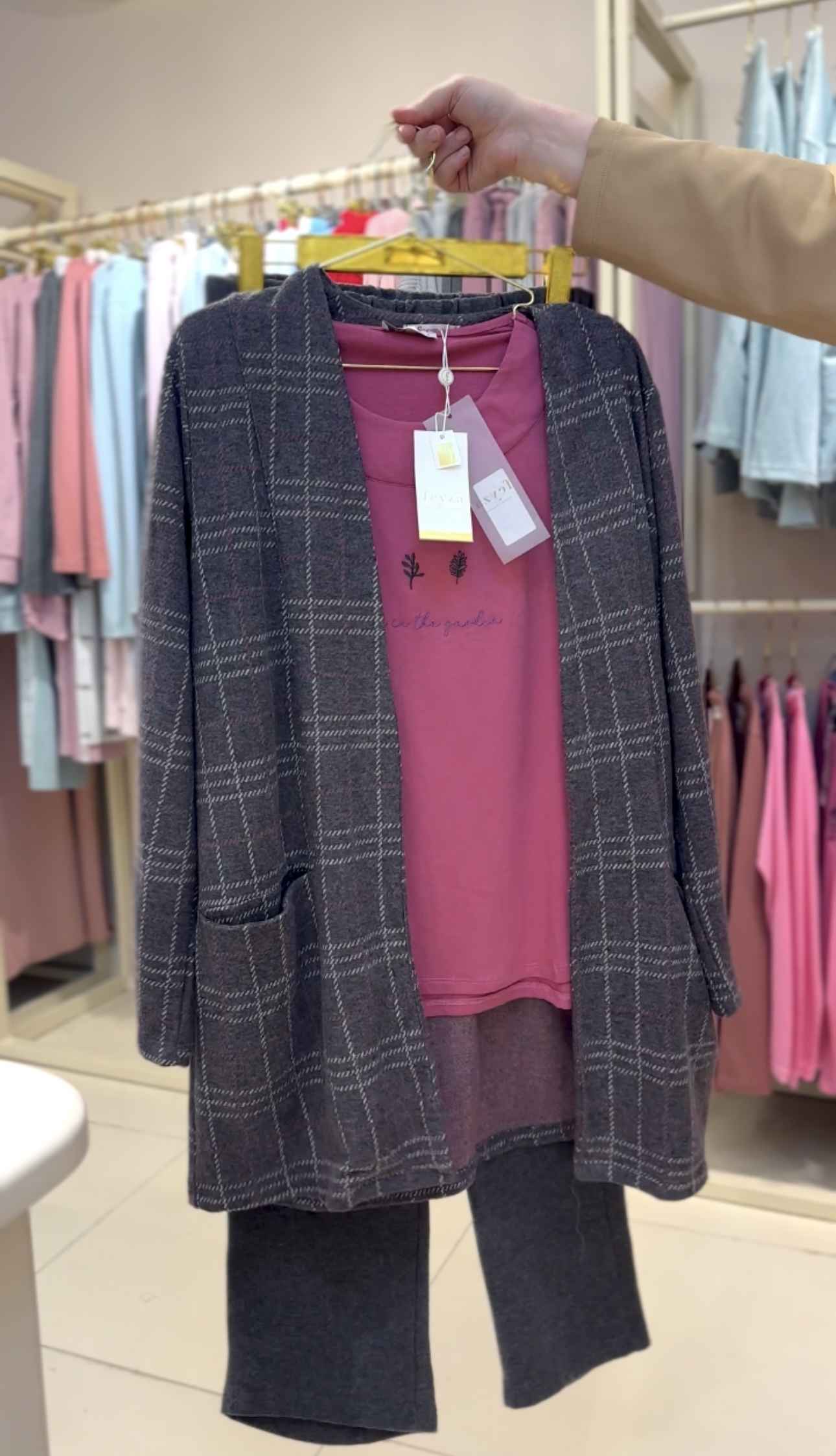 3pcs feyza à carreaux