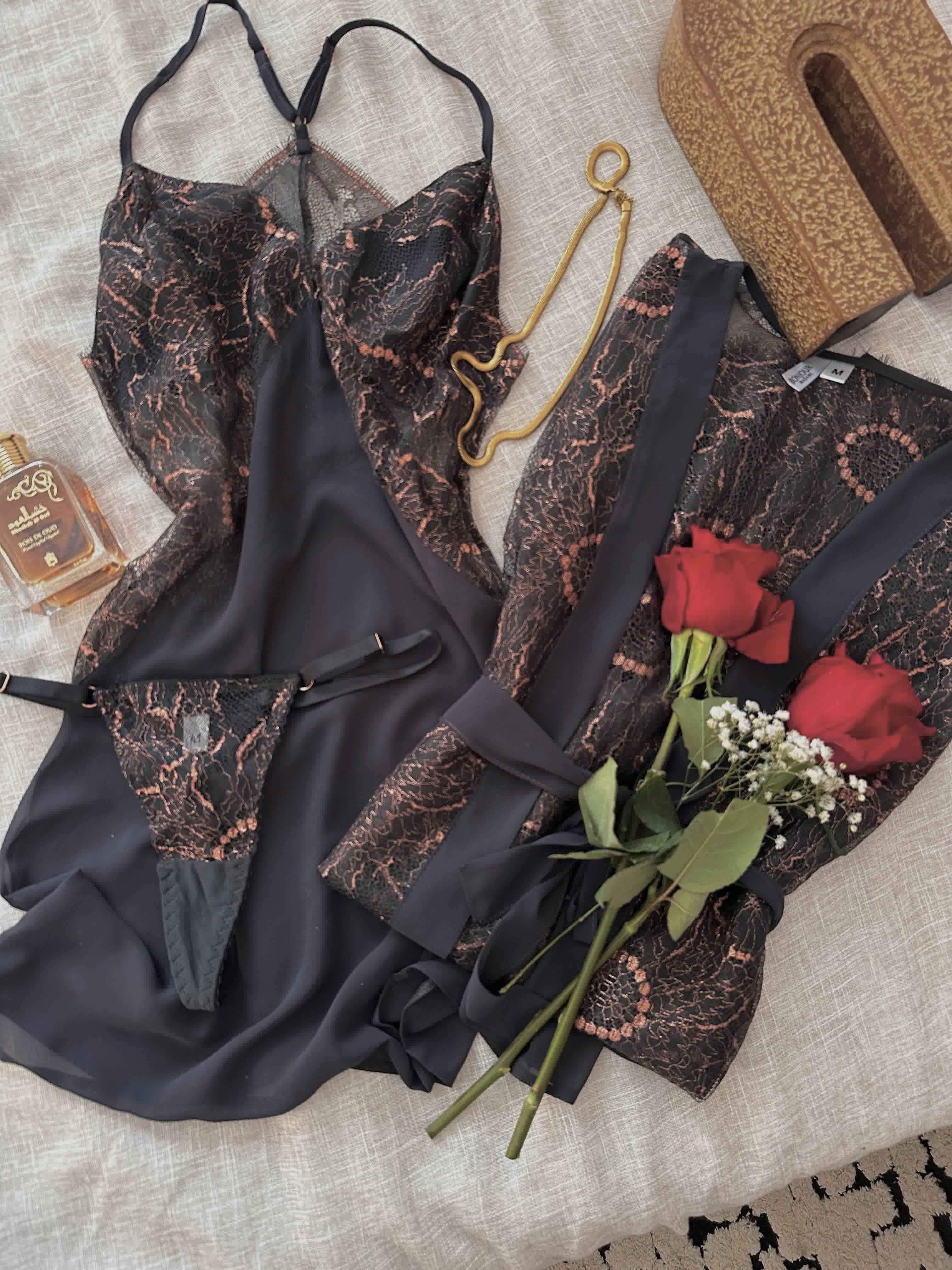 Deshabillé Bonjour noir brillance Bronze