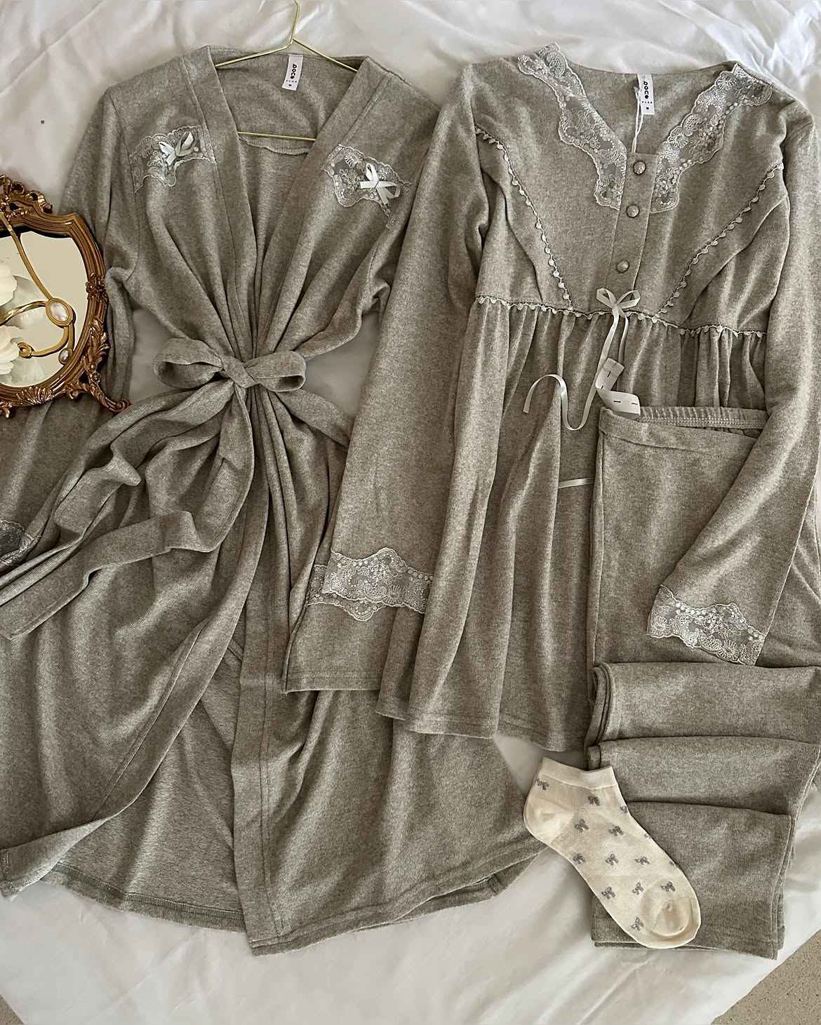 Ensemble 3pcs Bone laine