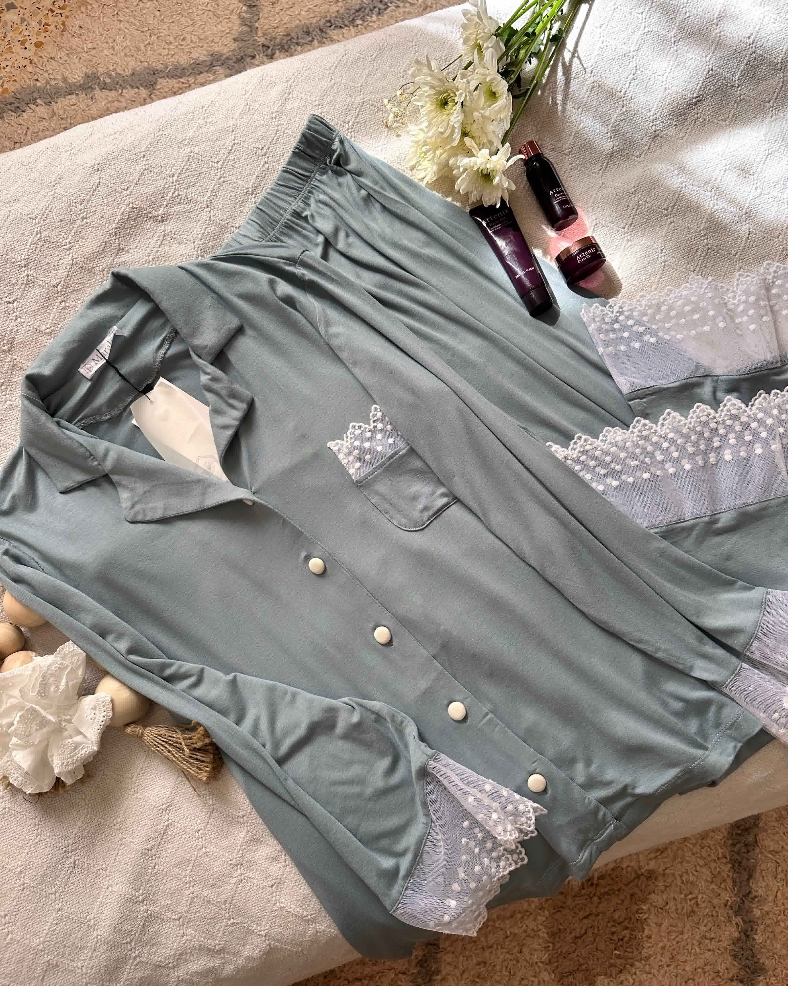 pyjama marah dentelle uni gris