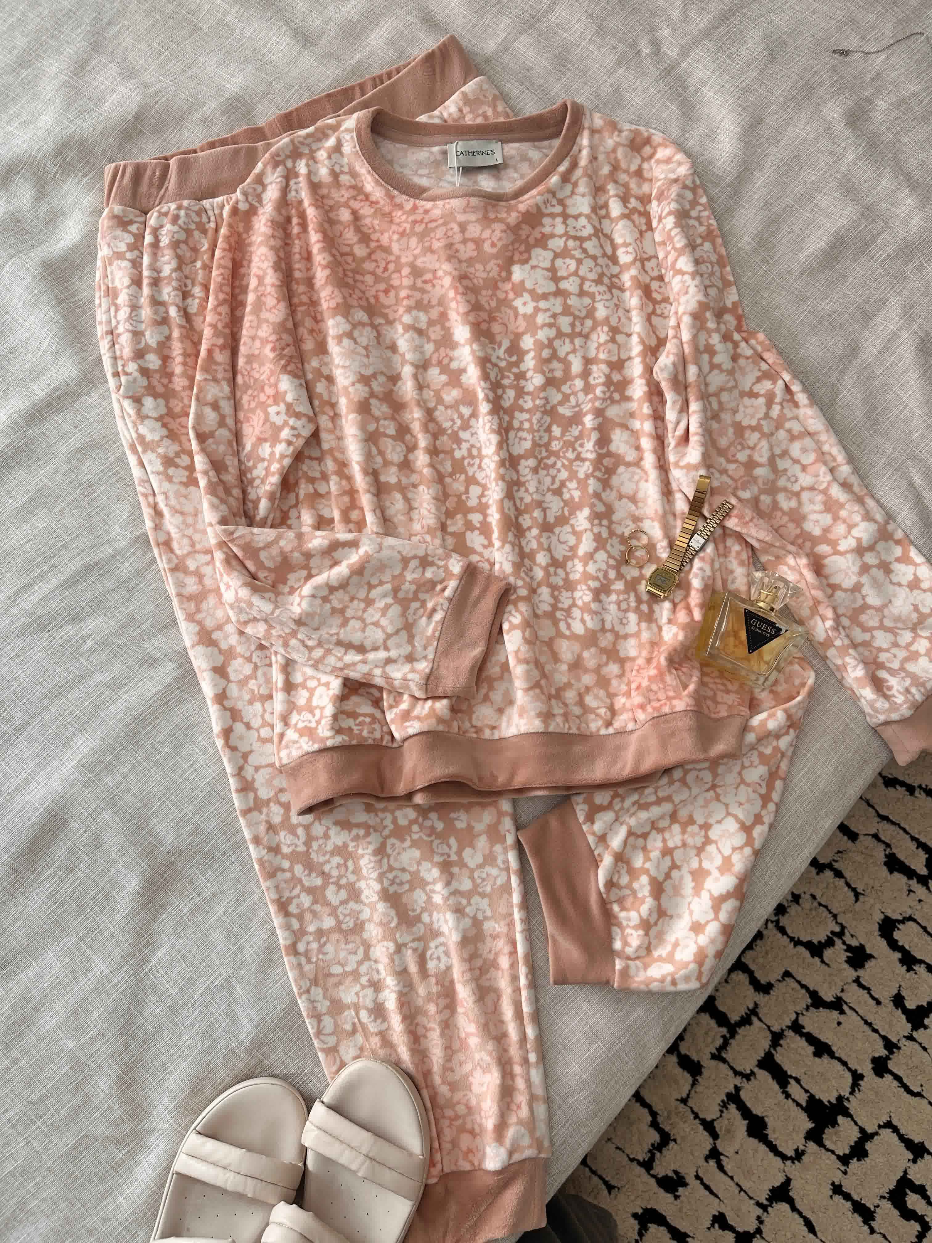 Homewear Penyemood velour rose fleuri