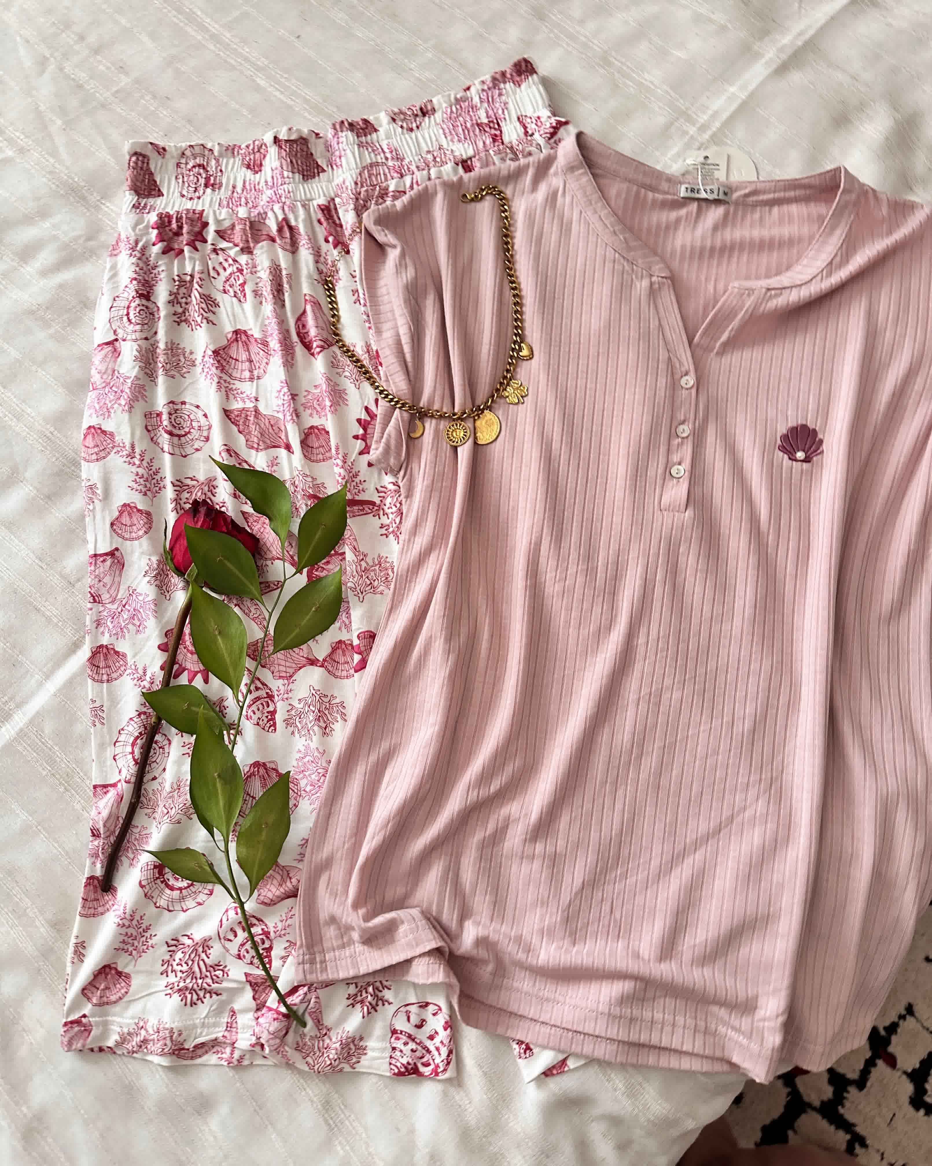 Pyjama pantacourt coquillage