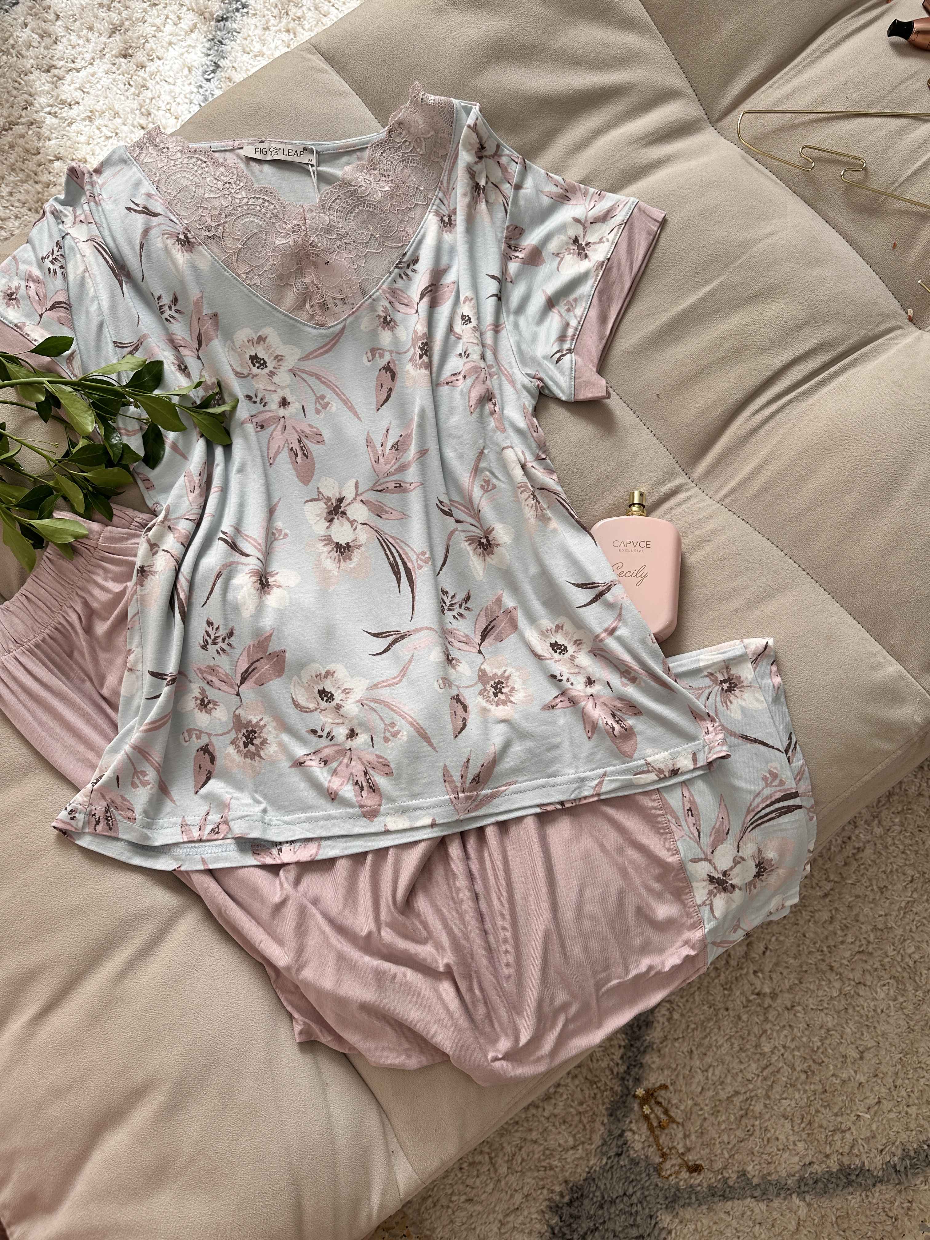 pyjama figleaf pantacourt bleu ciel