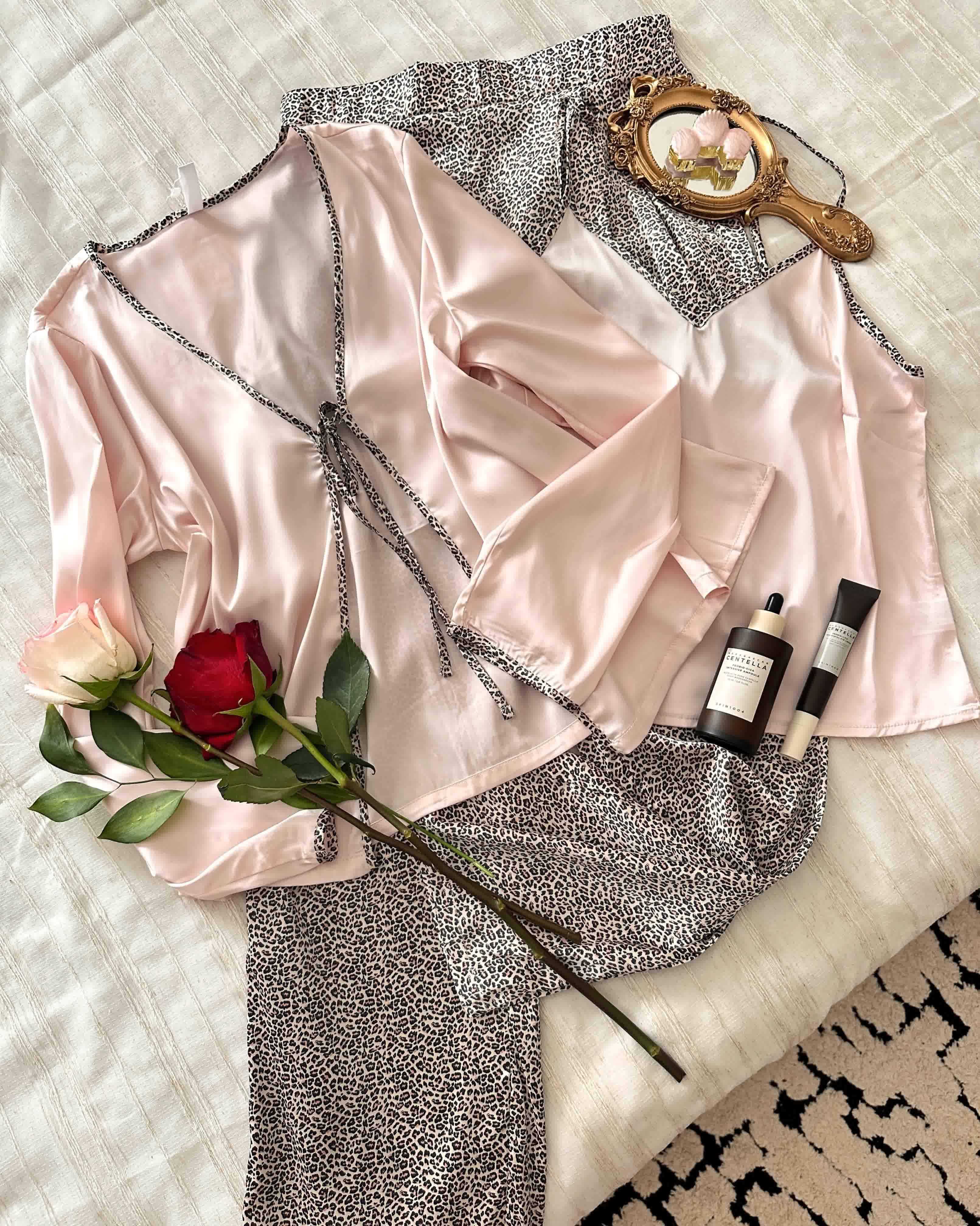 3pcs tress satin leopard