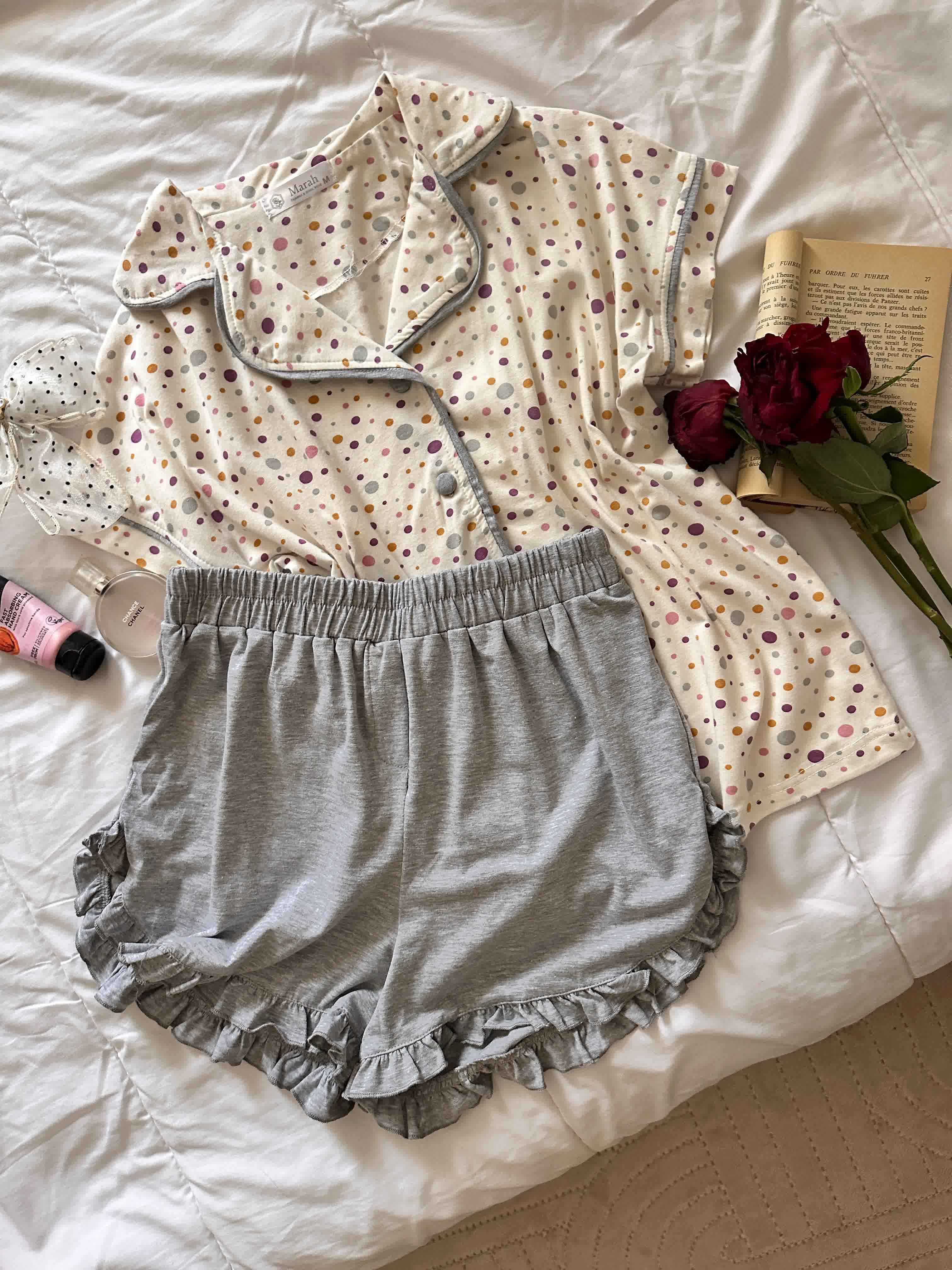 Pyjama short Marahba gris dots