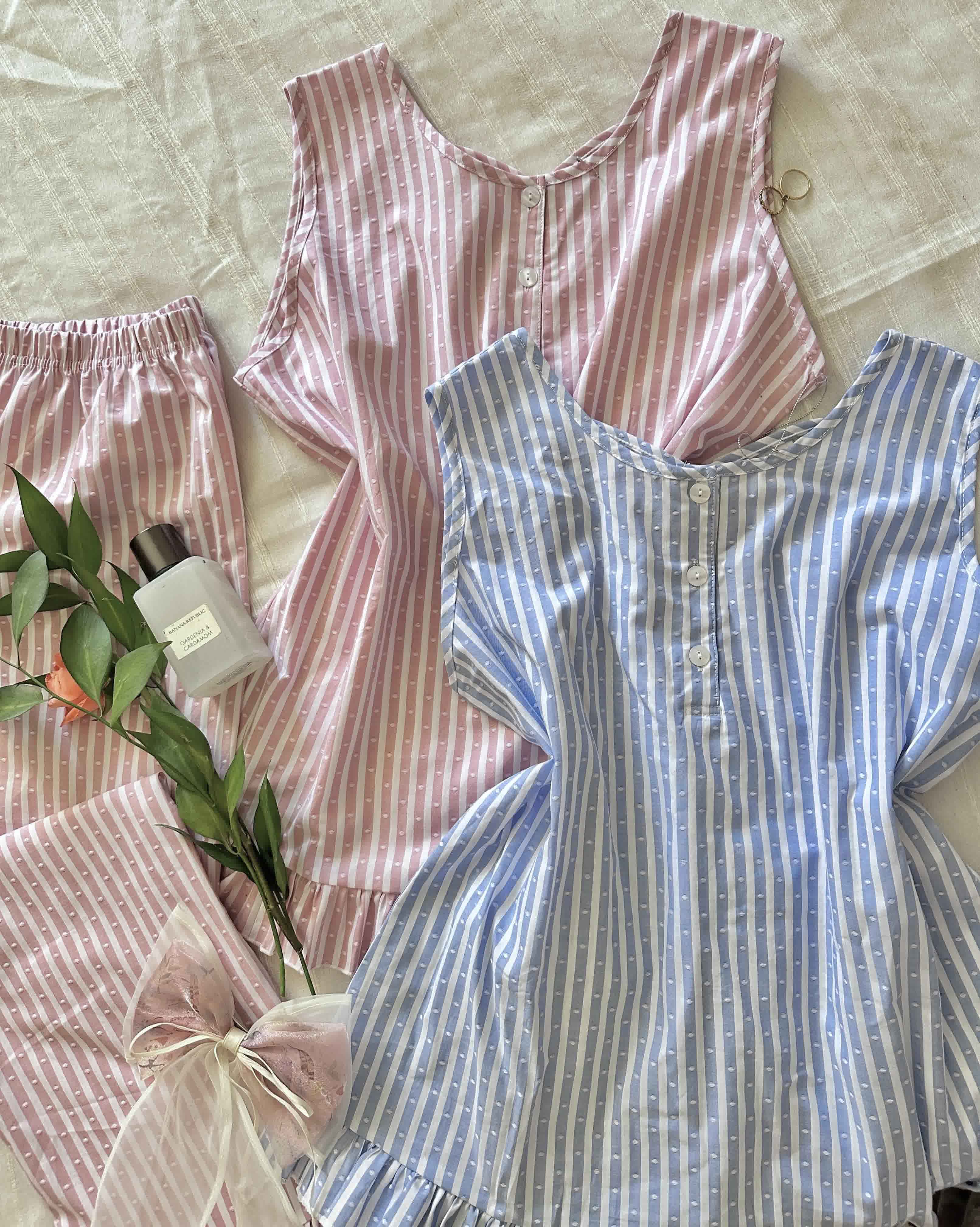 Pyjama lin rayonné en blanc