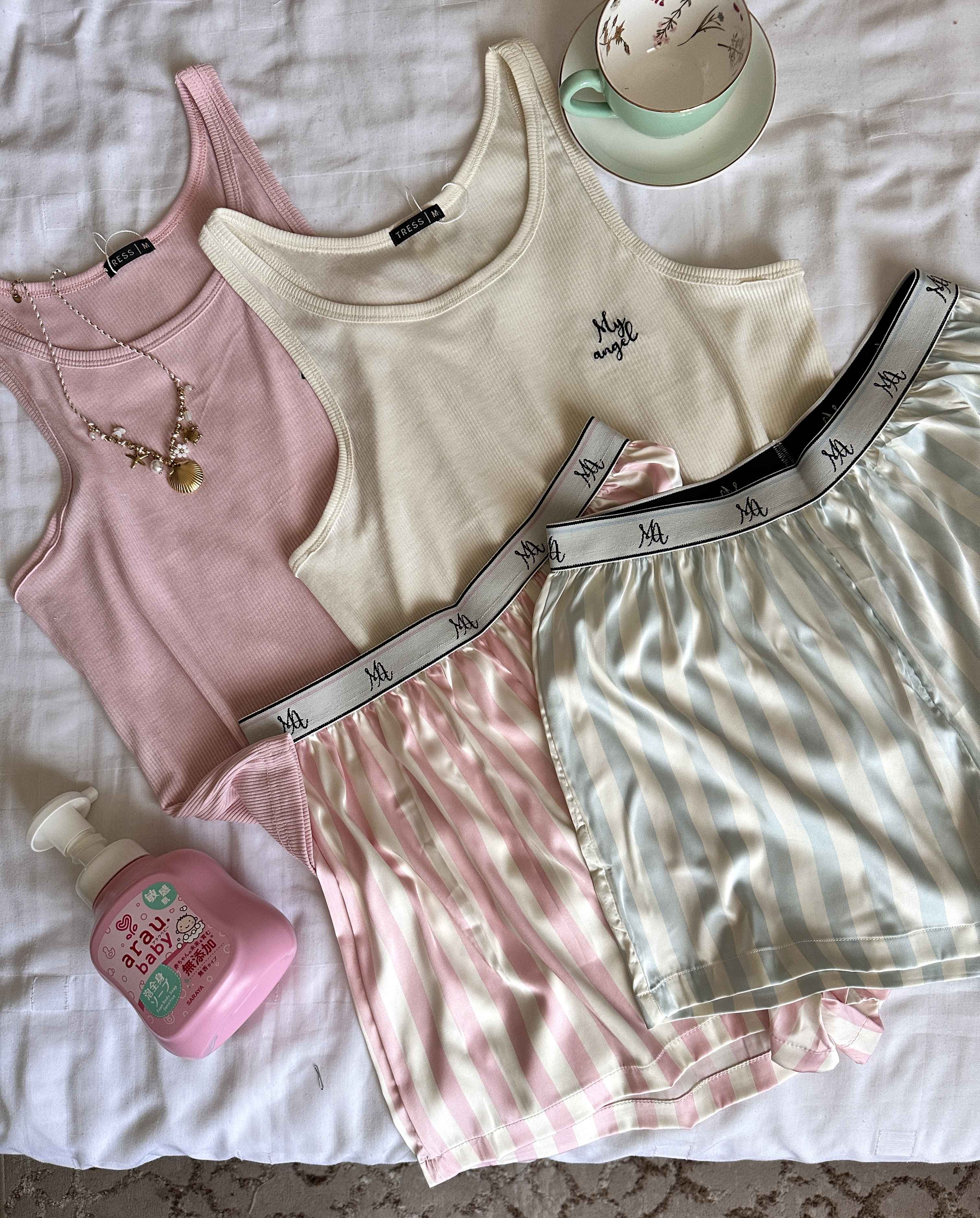 Pyjama short bas satiné