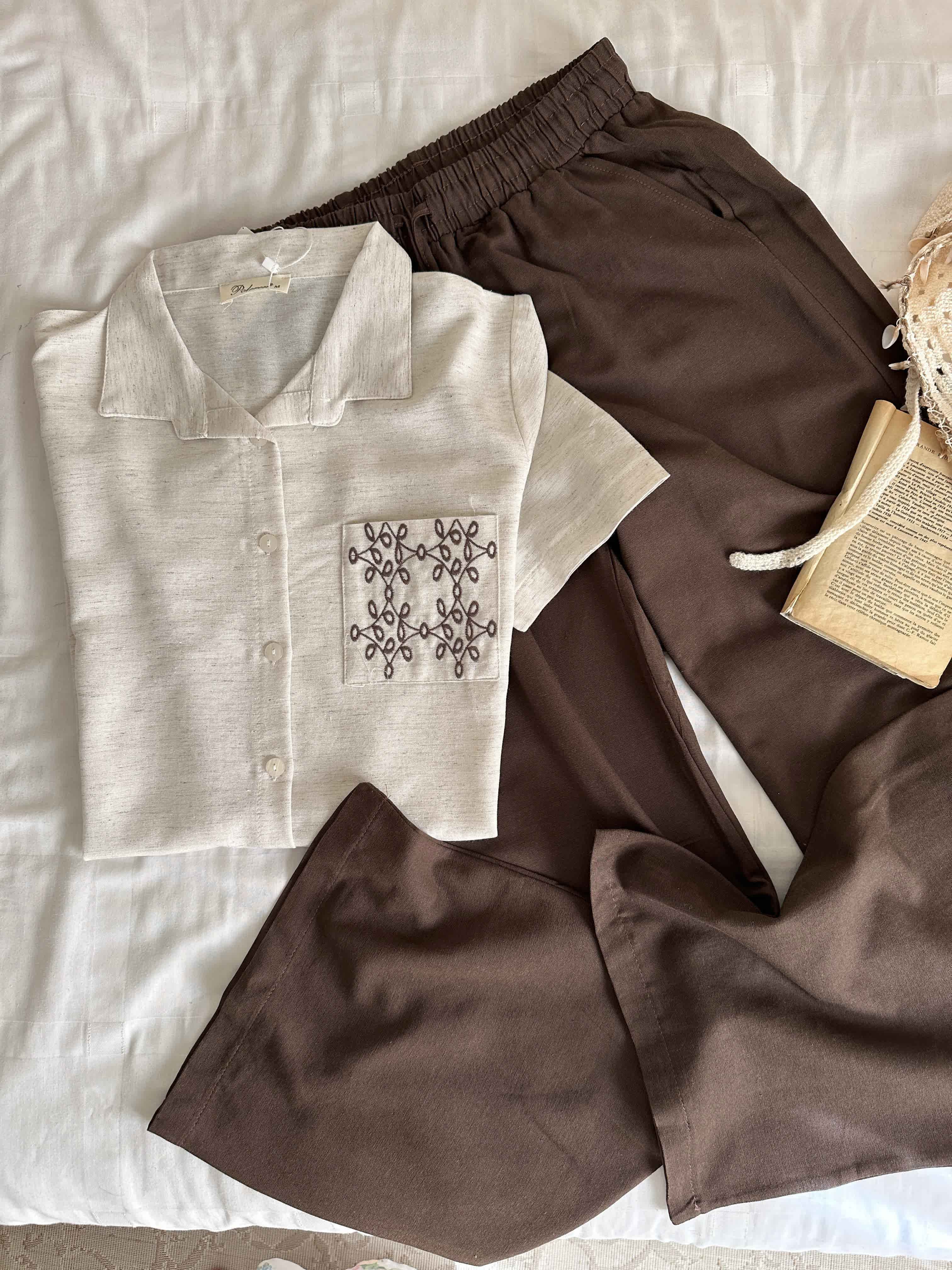 Homewear poleren beige lin
