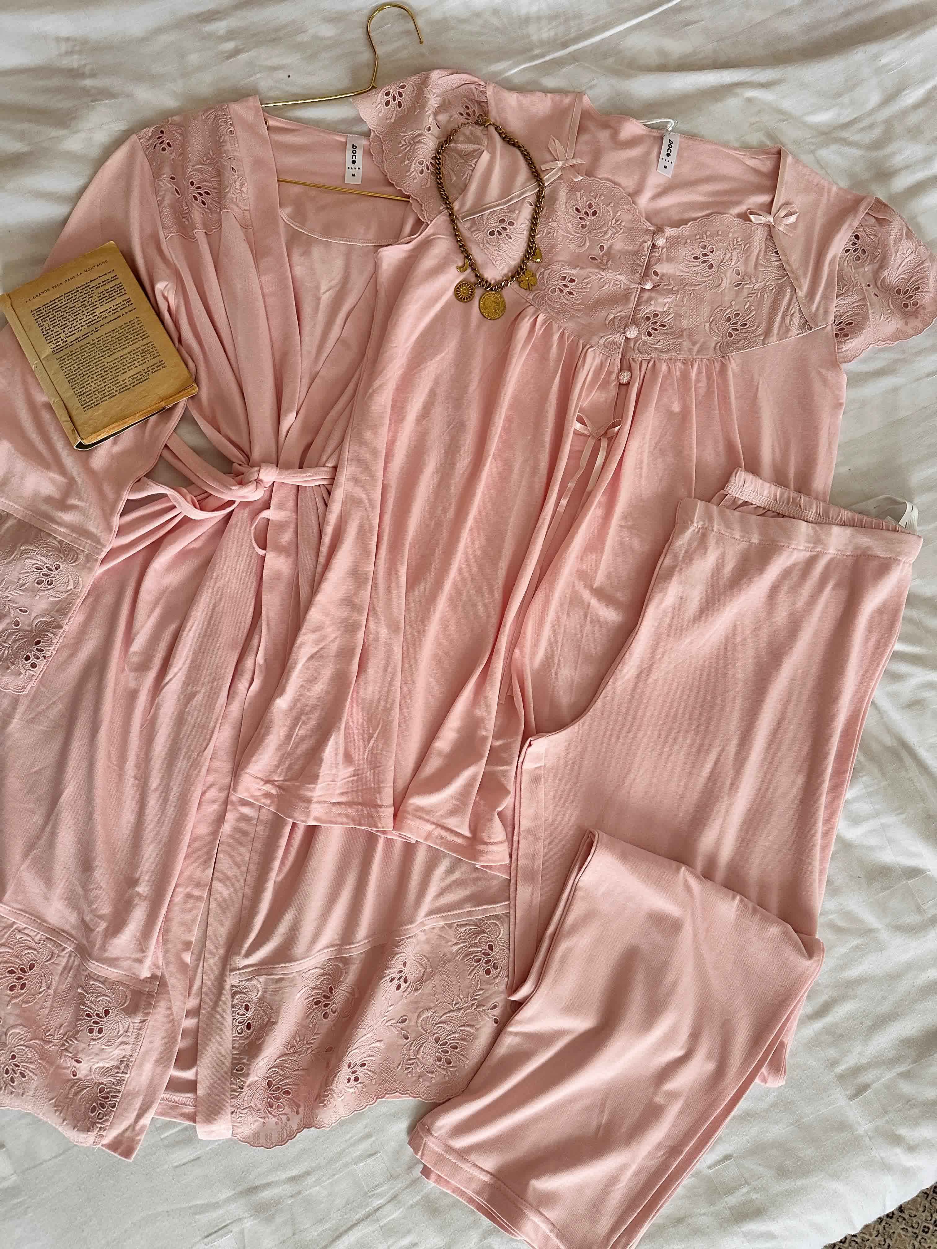 3pcs Bone broderie anglaise
