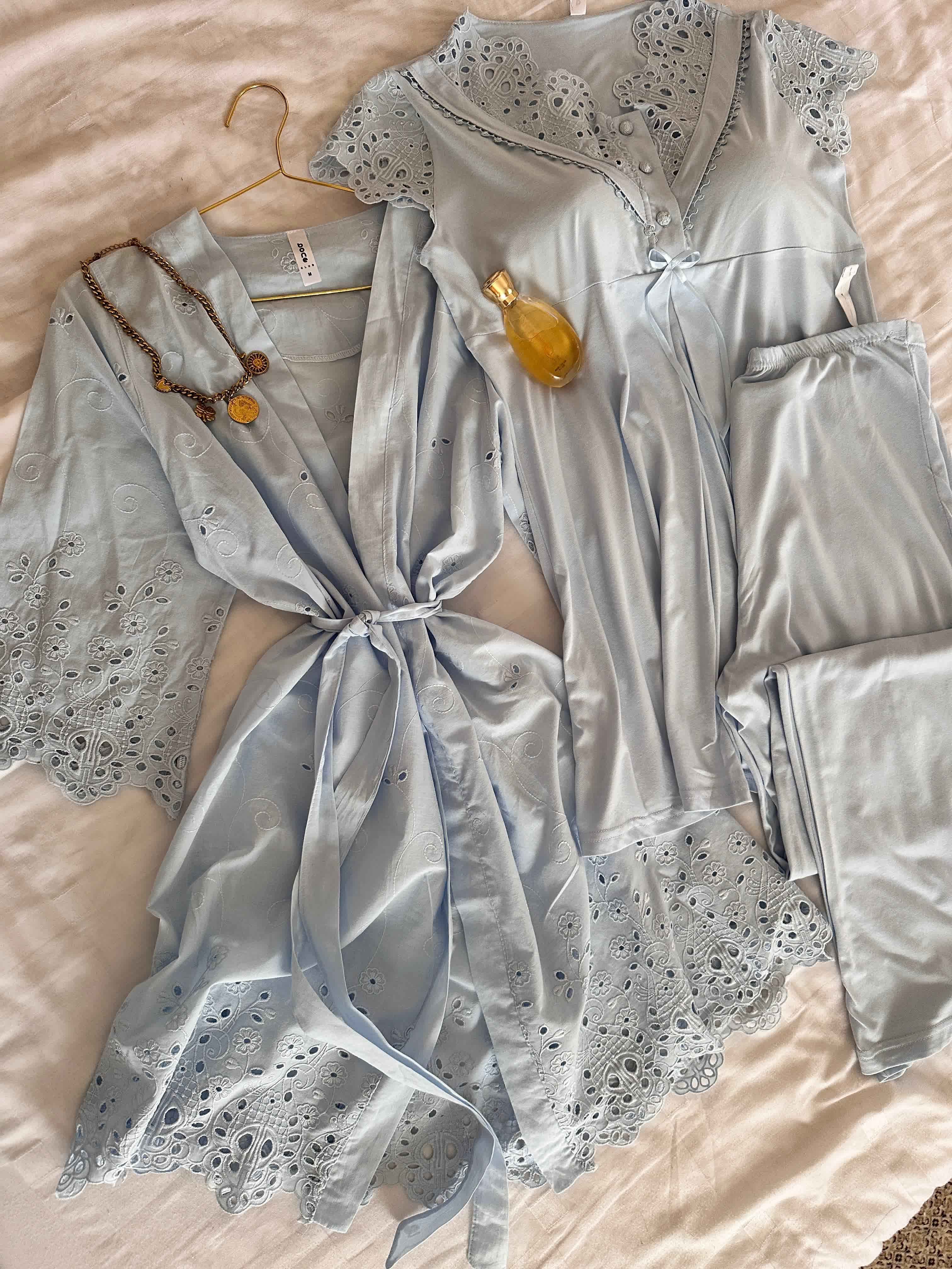 3Pcs Bone broderie anglaise