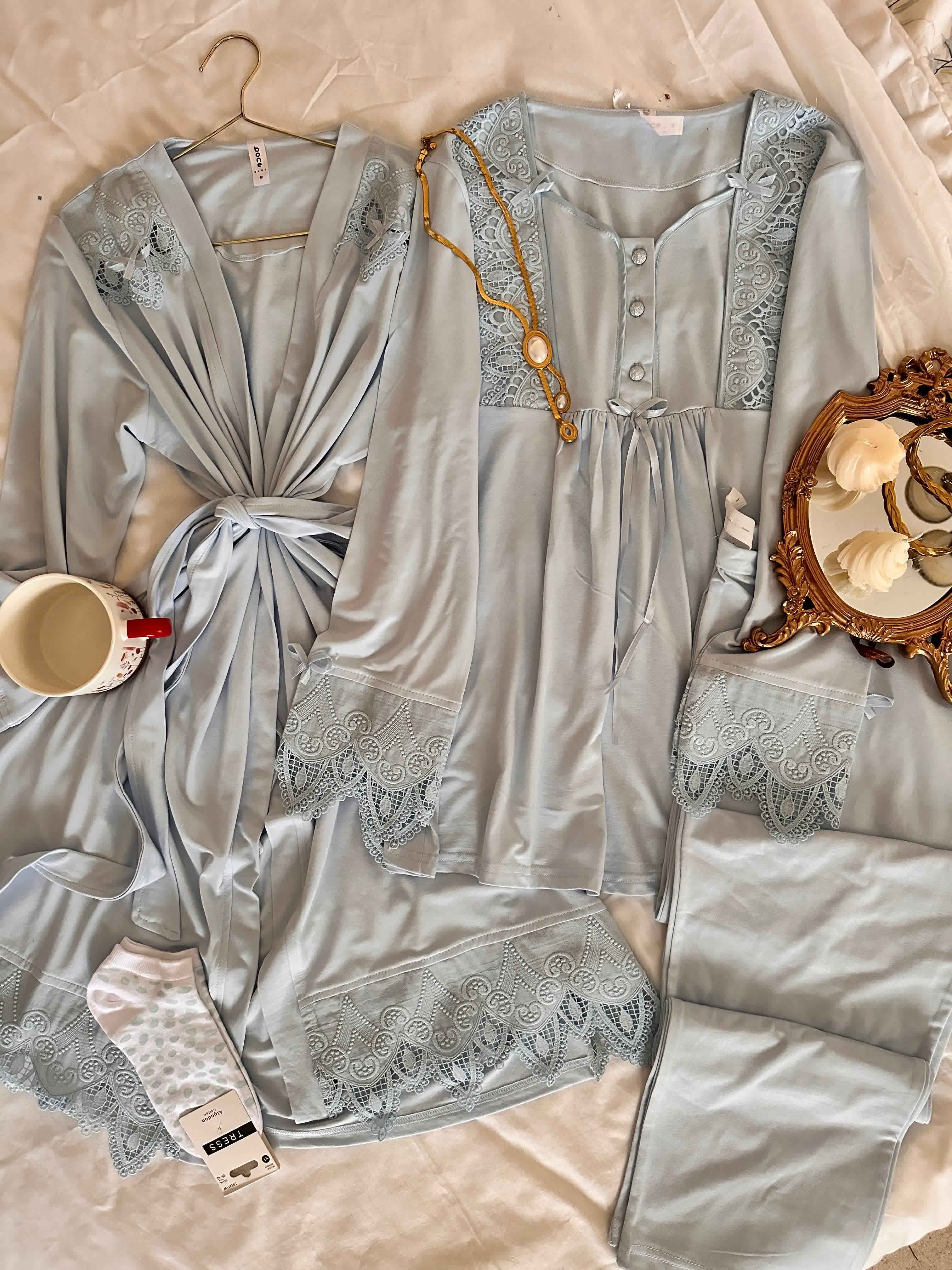 Ensemble 3pcs Bone guippure