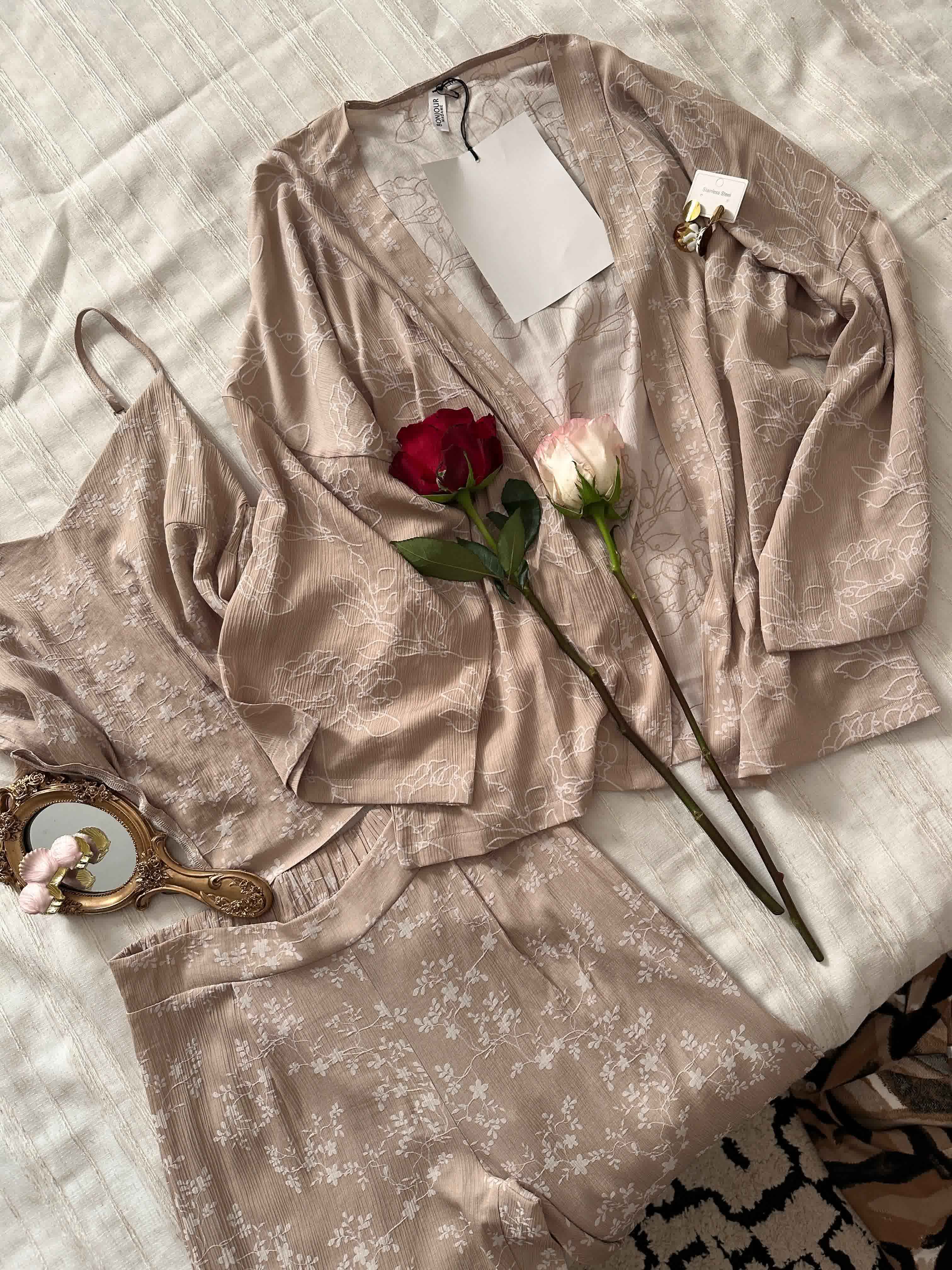 3pcs bonjour beige