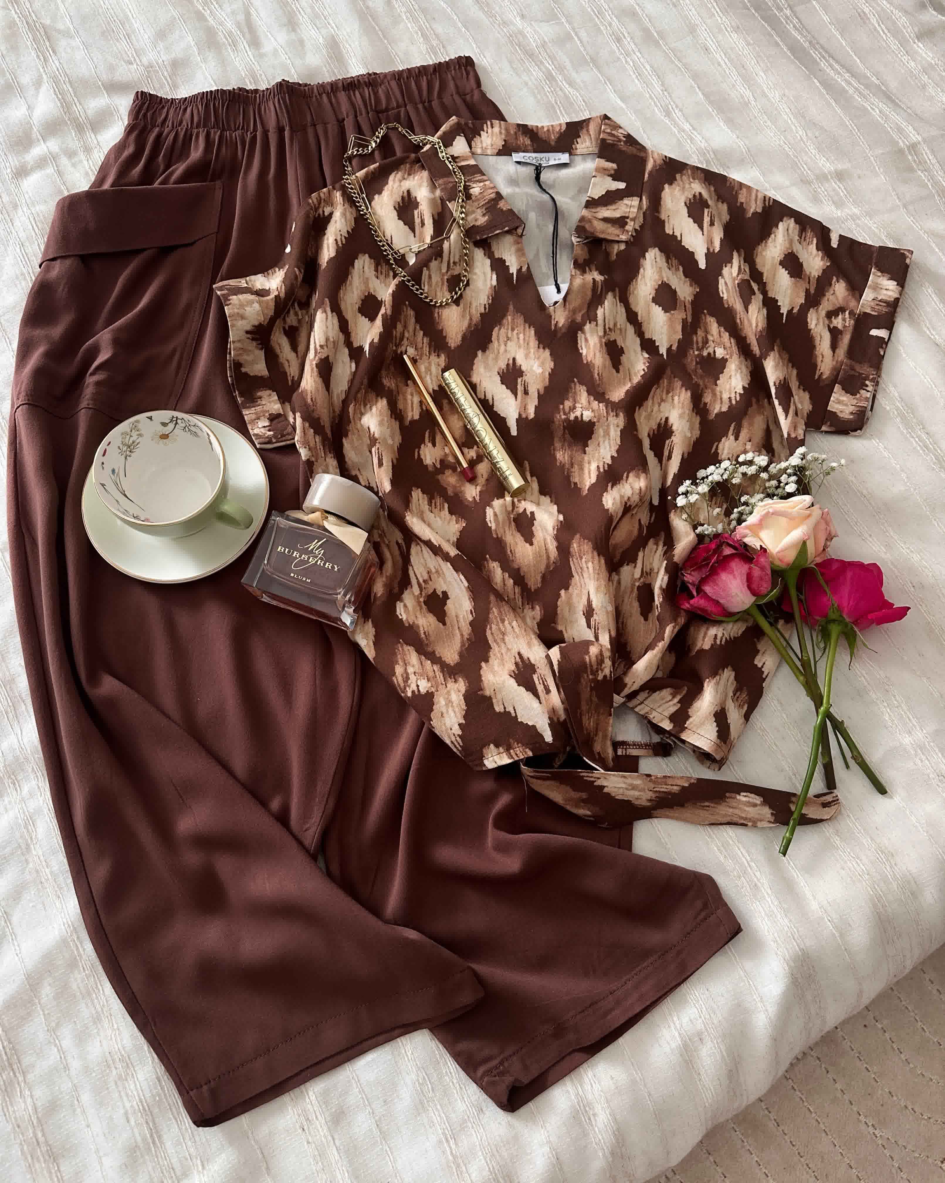 Homewear Avec col pantacourt maron