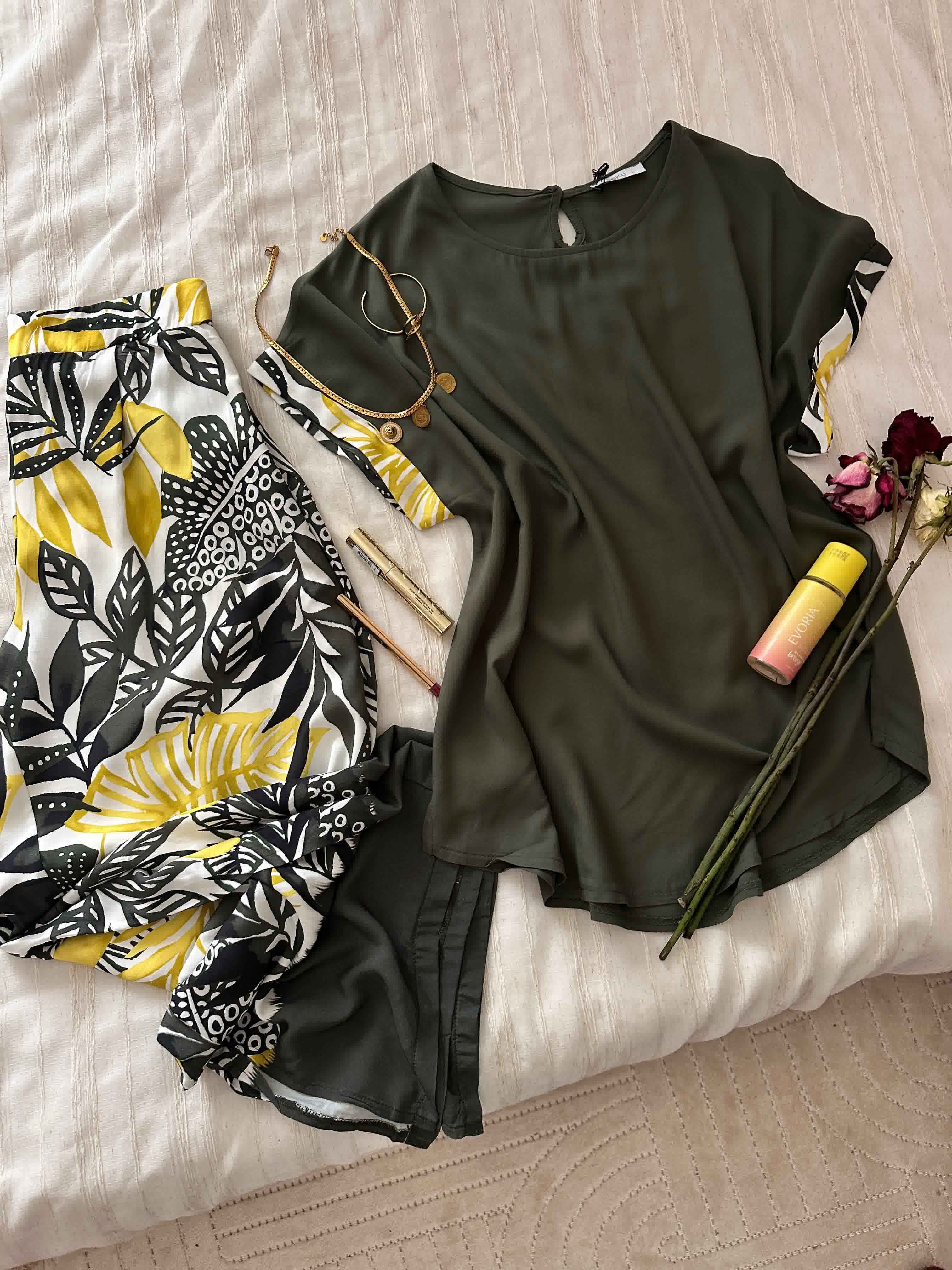 Homewear haut vert pantalon leafy