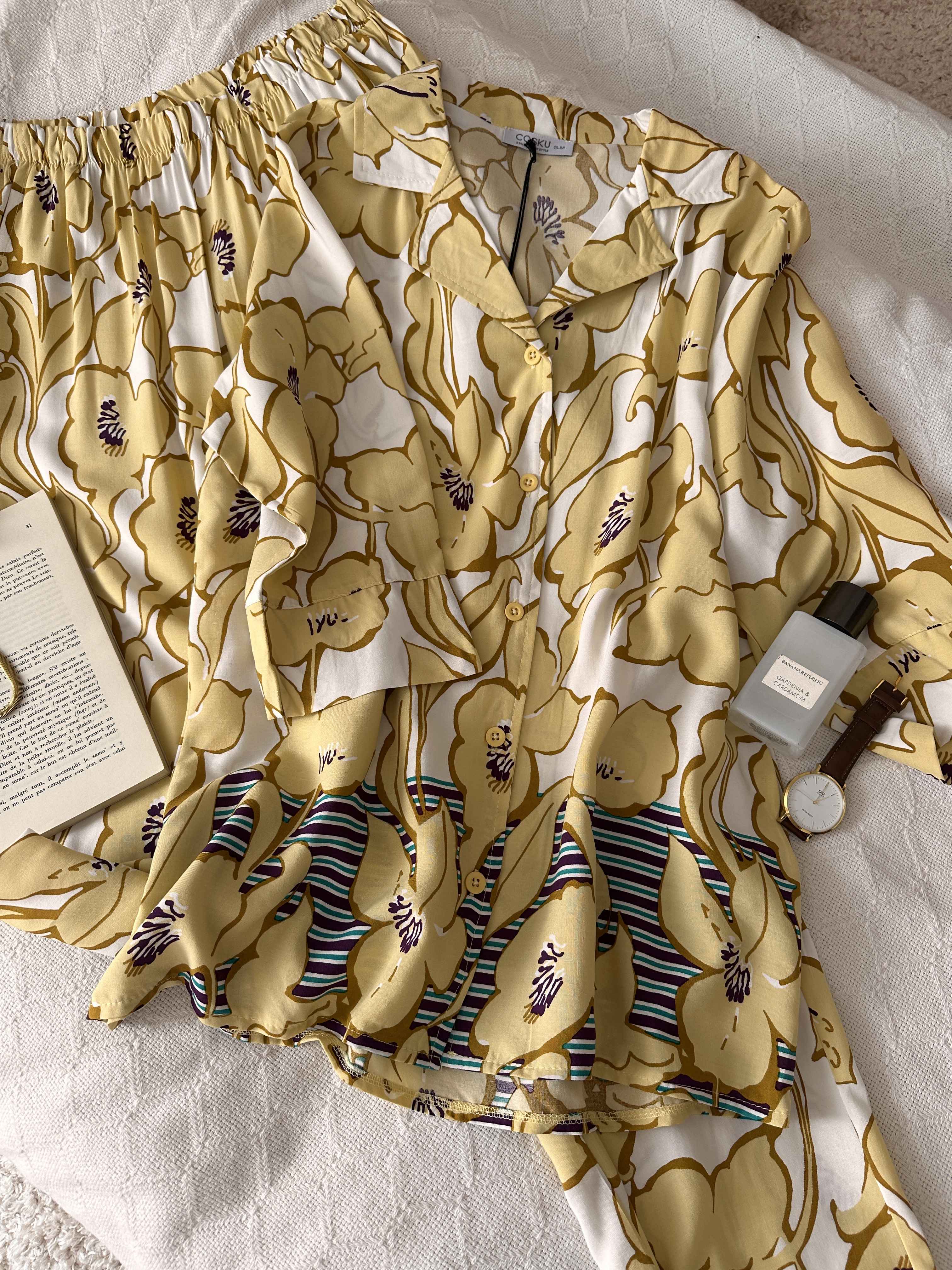 homewear jaune fleuri