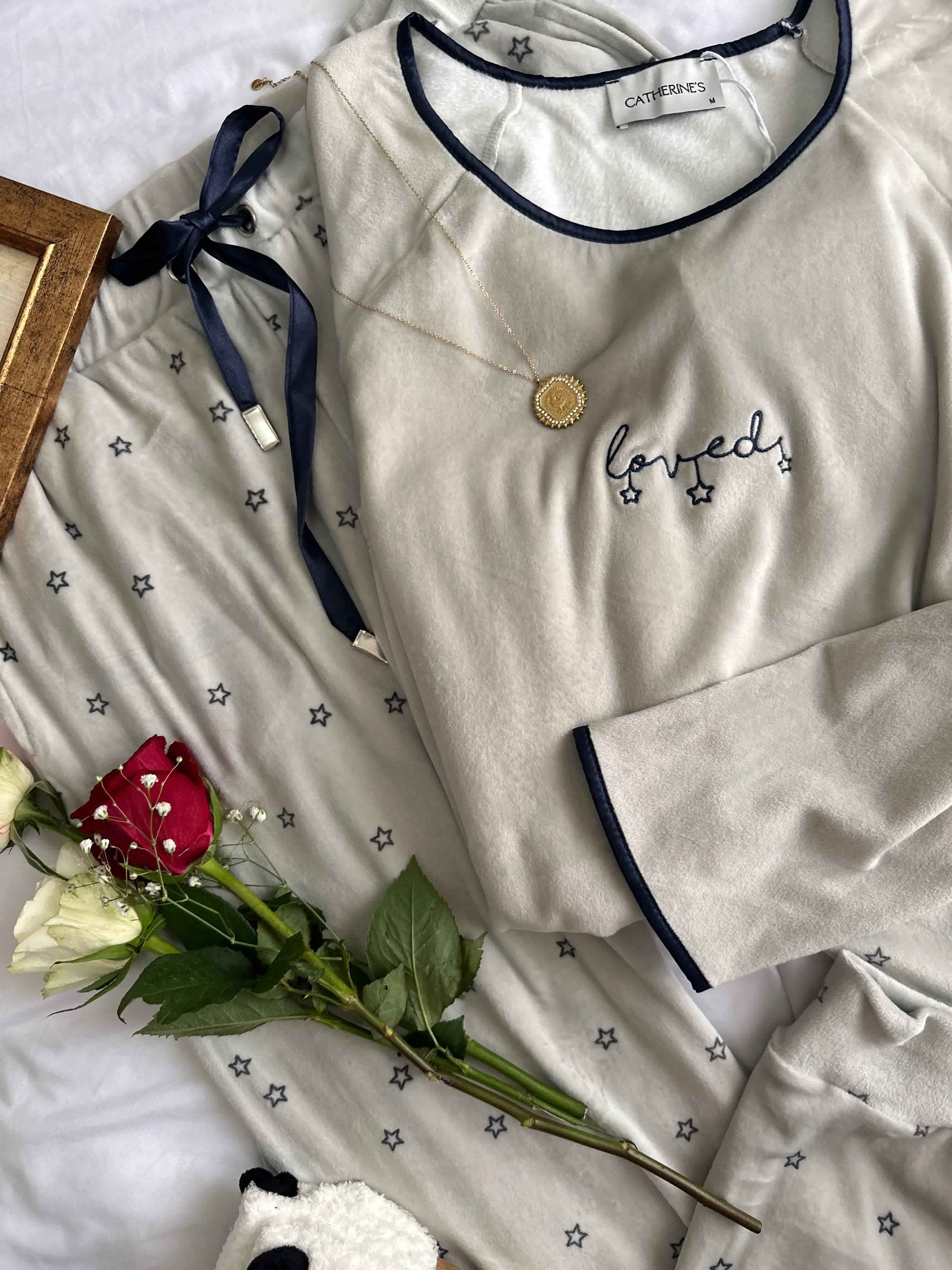 Pyjama Catherines gris velour