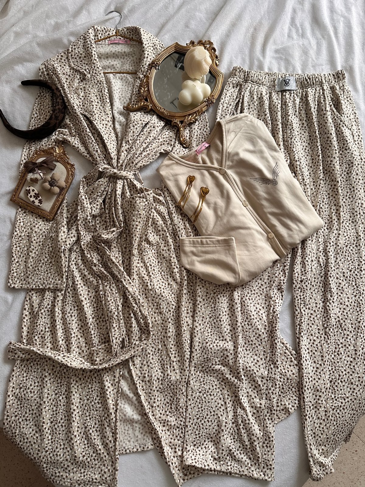 3pcs angles beige et gris