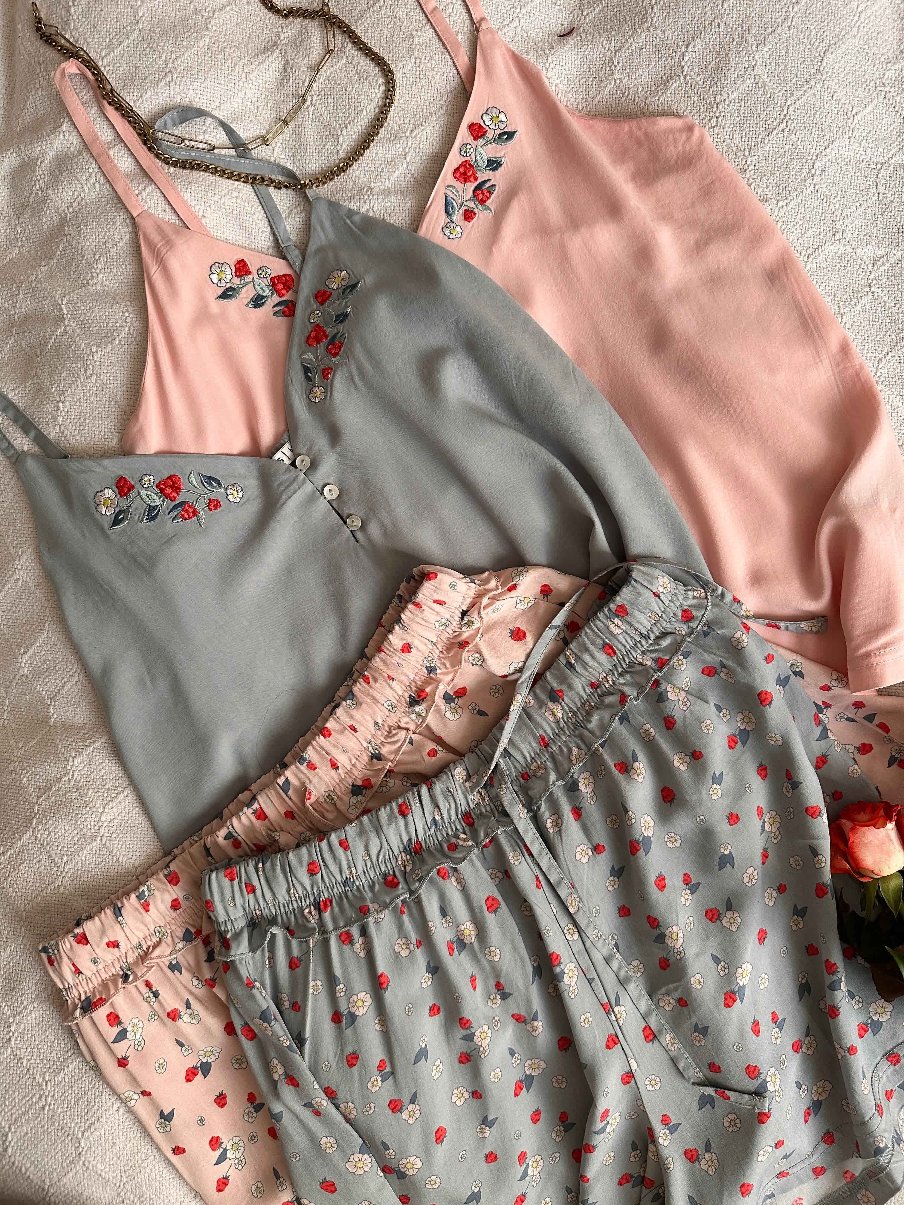 Pyjama short viscose fleurie